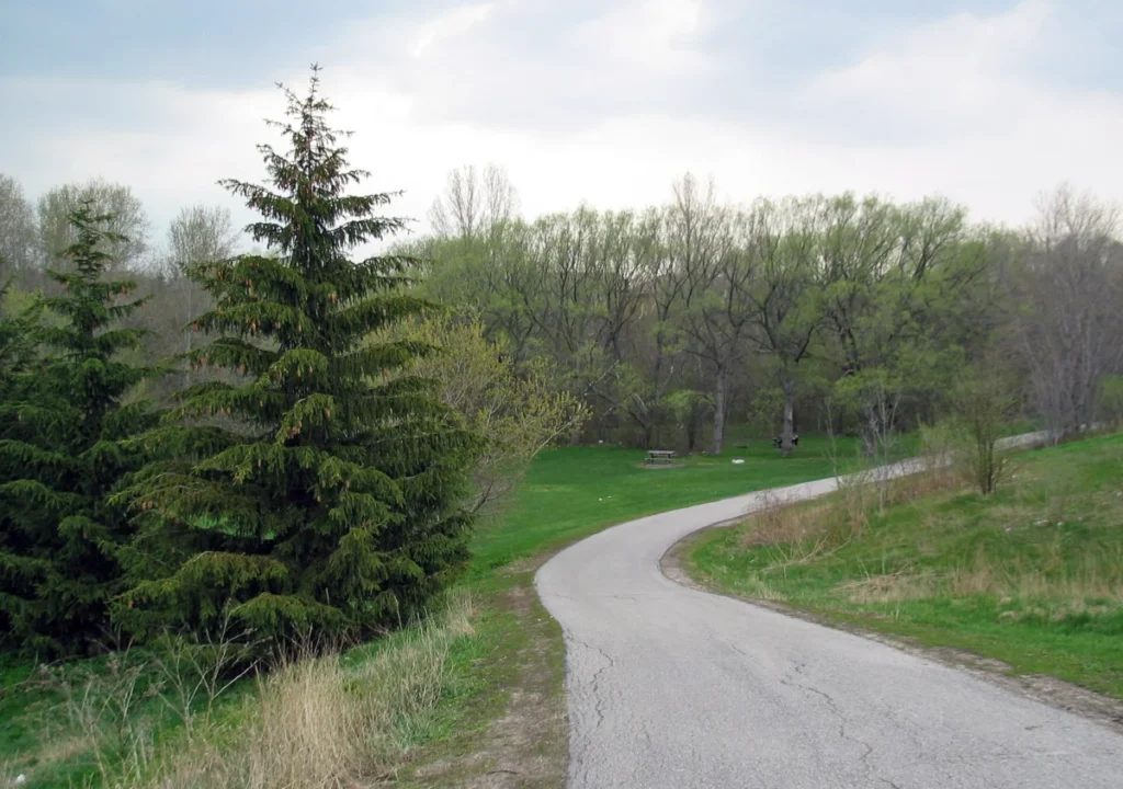 Walking path in G. Ross Lord Park near Bathurst and Steeles, Toronto