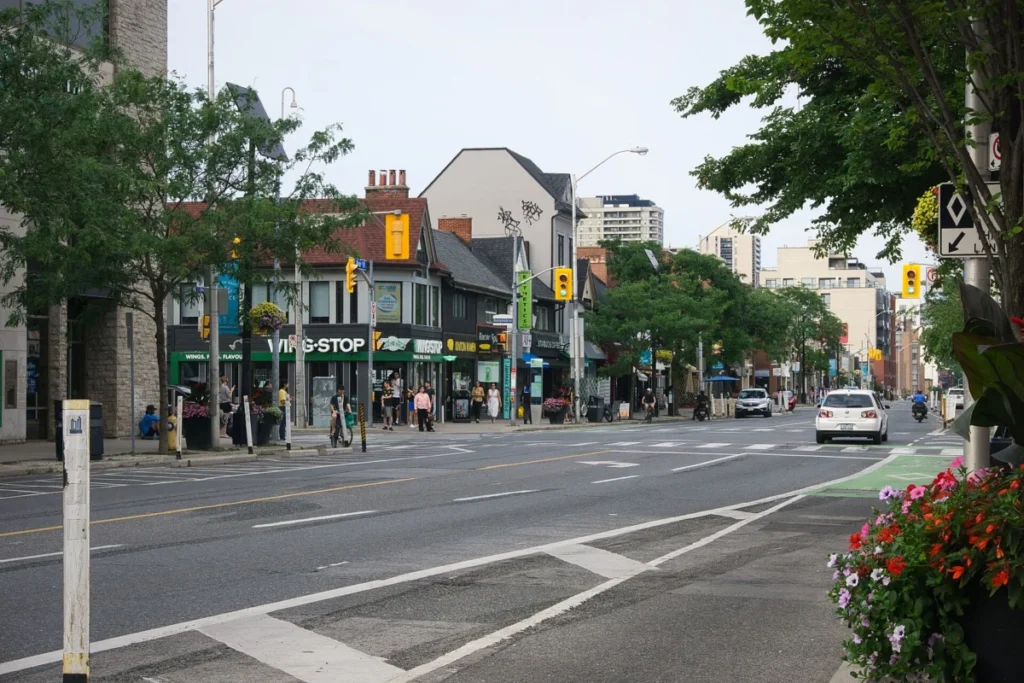 Shops on Bloor Street West at Runnymede Road in Bloor West Village, Toronto