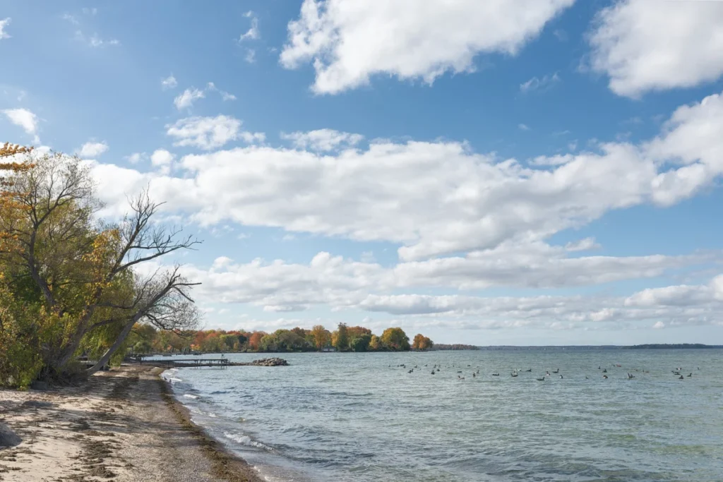 Lake Simcoe shoreline at Willow Beach in Georgina, Ontario