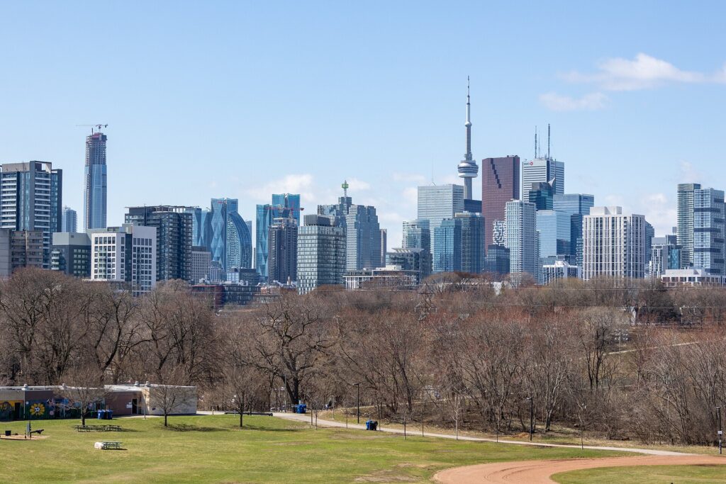 The Toronto skyline from Riverdale Park