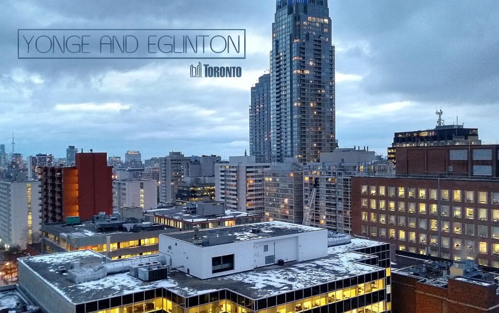 Yonge and Eglinton at night in Midtown Toronto